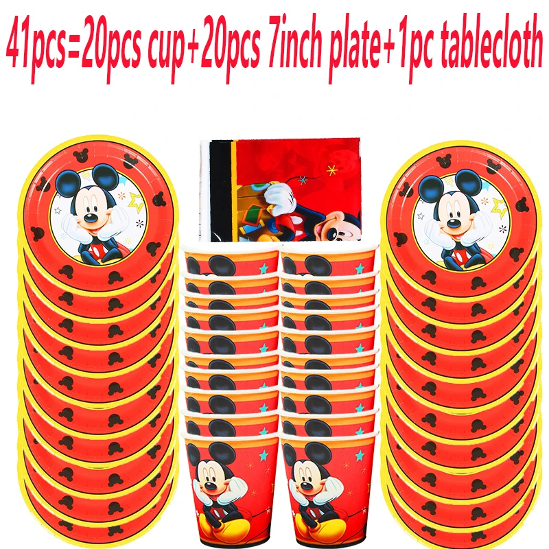 

Disney Red Mickey Mouse Cartoon Theme Party Disposable Tableware Set Paper Cup Plate Napkin Birthday Party Decorations Supplies