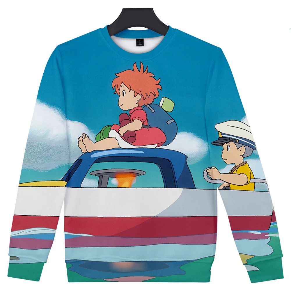 Толстовка Ponyo на скале для мужчин и женщин повседневный свитшот с 3D рисунком