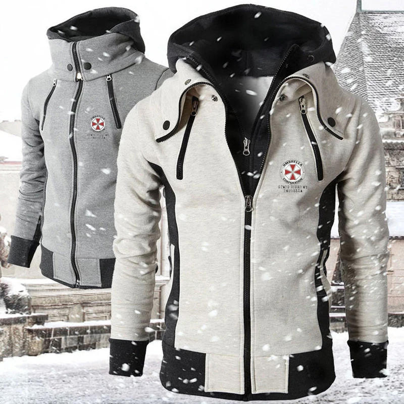 

2021 Fashion Umbrella Men's Clothing Full-Zip Men Windproof Jacket Fleece Hoodies Outdoor Sweatshirt Casual Design Man SportWear