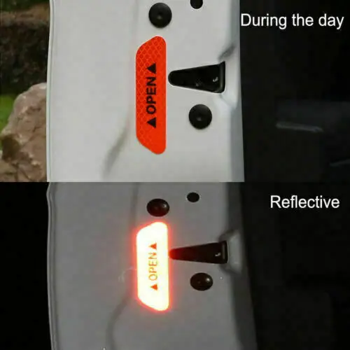 

Red Safety Reflective Tape Open Sign Warning Mark Car Door Sticker Accessories