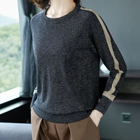 2020 new gold silk sweater women korean spring loose bright silk knit shirt flashing silk long sleeved top blouse ladies tops