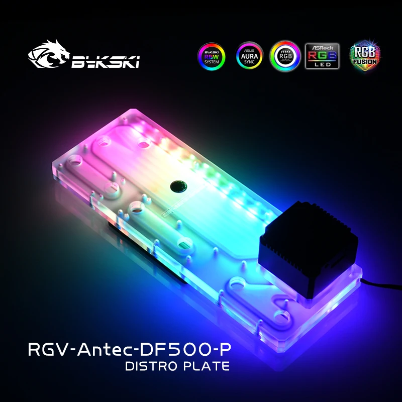 Online BYKSKI Acryl Bord Wasser Kanal Lösung Verwenden Für Antec DF500 Computer Fall Für CPU Und GPU Block/3PIN RGB /Combo DDC Pumpe