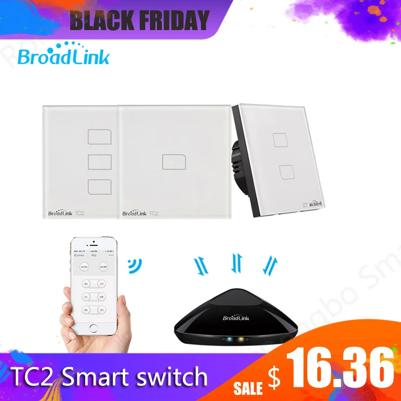 Broadlink TC2 1/2/3-ЕС Стандартный 2019New светильник переключатель современный дизайн Белый сенсорный Панель Wi-Fi Беспроводной Смарт Управление через RM Pro