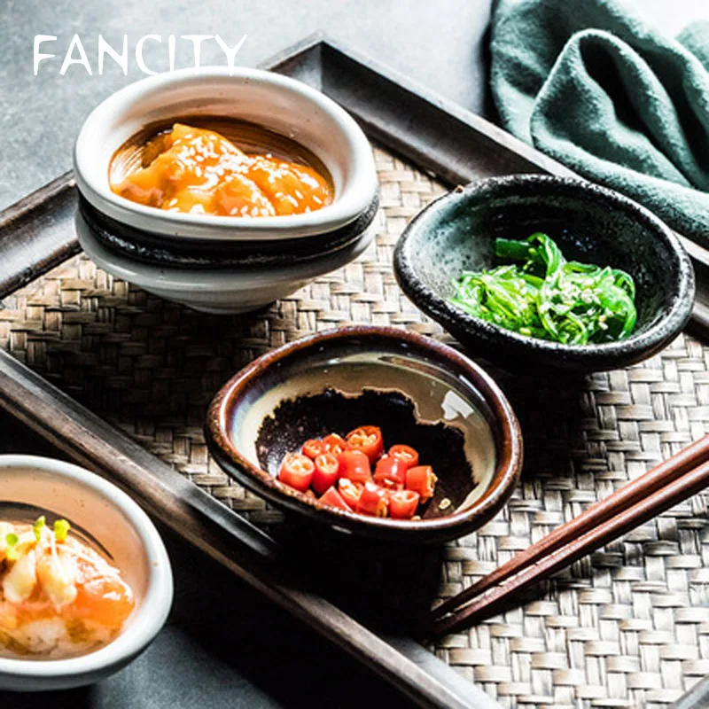 

Керамическое блюдо FANCITY в японском стиле с обратной стороной, домашнее блюдо для уксуса, индивидуальное блюдо для погружения, соевый соус, б...