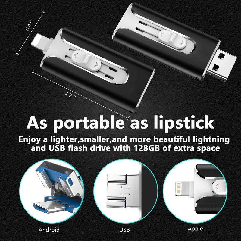 3 в 1 OTG USB флеш-накопитель Флешка 3,0 16 ГБ 32 ГБ 64 ГБ 128 ГБ флеш-накопитель для iphone 8 7 Plus 6 6s Plus 5s ipad карта памяти ФЛЕШКА usb c flash флешка мини small usb drives