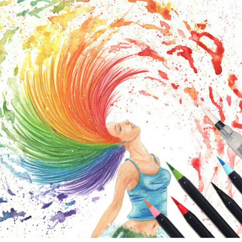 

20/24/48 Colors Watercolor Brush Pens Art Marker Pens for Drawing Coloring Books Manga Calligraphy School Supplies Stationery
