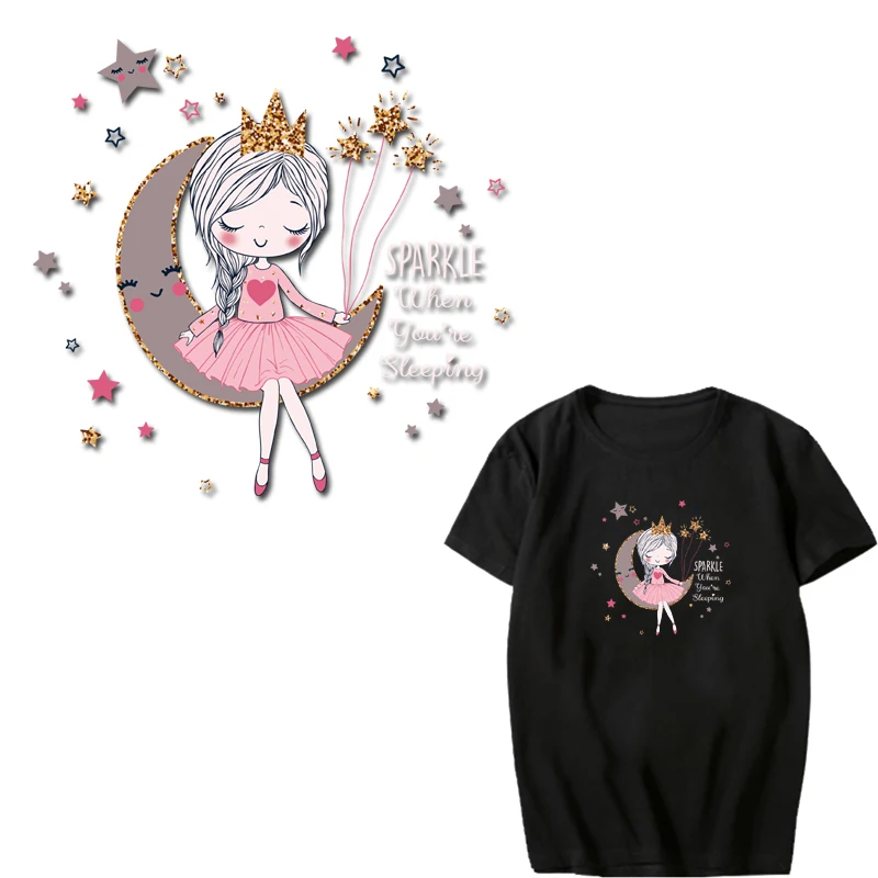 

Iron-On Transfers Cute Girl Patches for Clothes Cartoon Applique Iron Stickers Vinyl Patch DIY Dress Applique Badge on Clothing