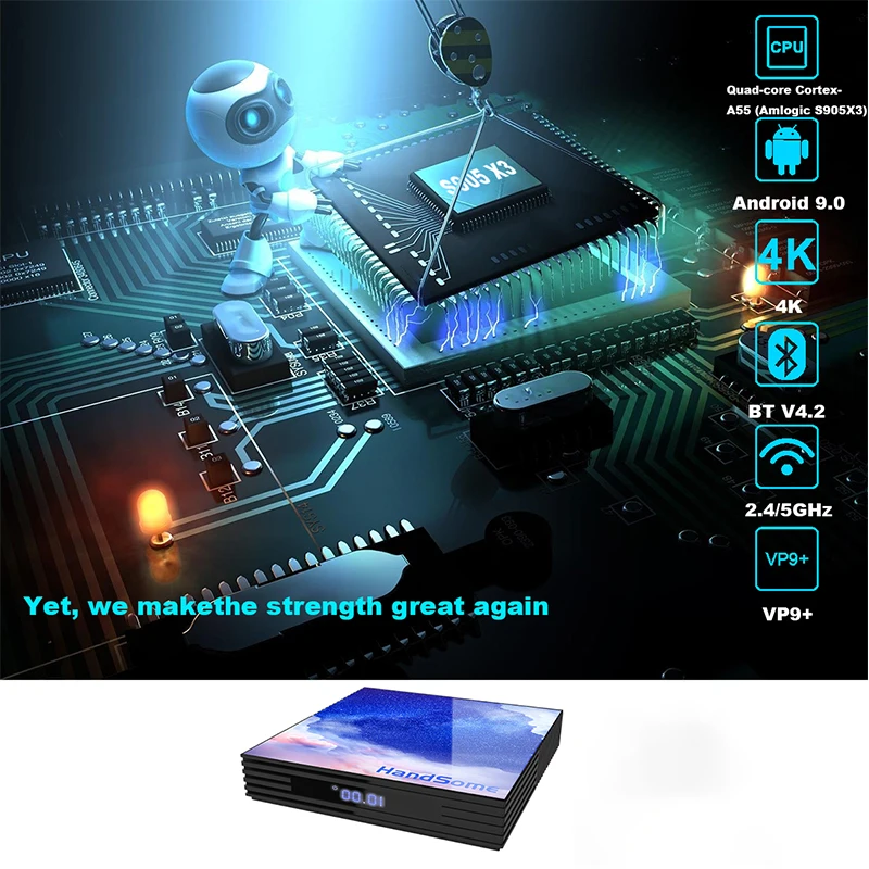 Amlogic S905X3 A95X F3 тонкий Android 9,0 4 Гб ОЗУ 64 Гб ROM2.4 и 5G двойной Wifi BT Поддержка 8K Медиаплеер smart tv приставка