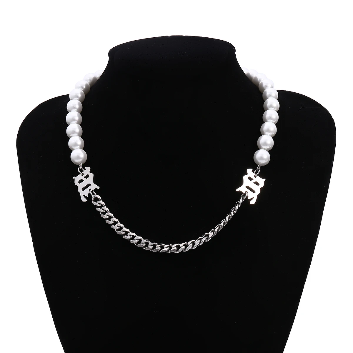 

IngeSight.Z High Quality Stainless Steel Choker Necklaces Punk Imitation Pearl Chain Collar Clavicle Necklaces for Women Jewelry