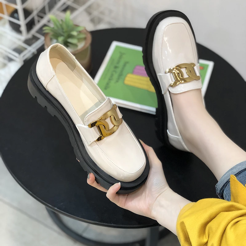 

Summer Shoes Ladies All-Match 2021 Fashion Women's Round Toe Clogs Platform Shallow Mouth British Style Female Footwear Oxfords