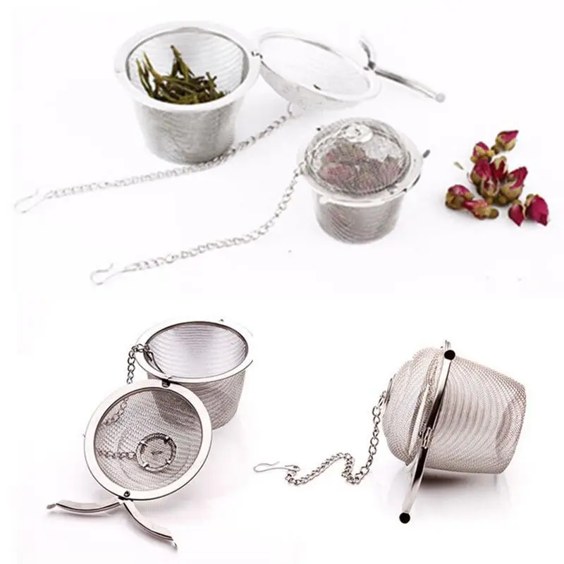 

Stainless Steel Tea Strainer Infuser Tea Locking Ball Tea Spice Mesh Herbal Ball Cooking Tools 4 Sizes