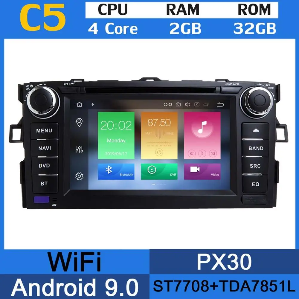 4Core 2G RAM 32G GB " Android 9,0 PX6 4G Оперативная память+ 64G Встроенная память Автомобильный мультимедийный DVD плеер для Toyota Auris 2006 2007 2008 2009 2010 2011 радио gps навигации - Цвет: 4Core 2G RAM 32G GB
