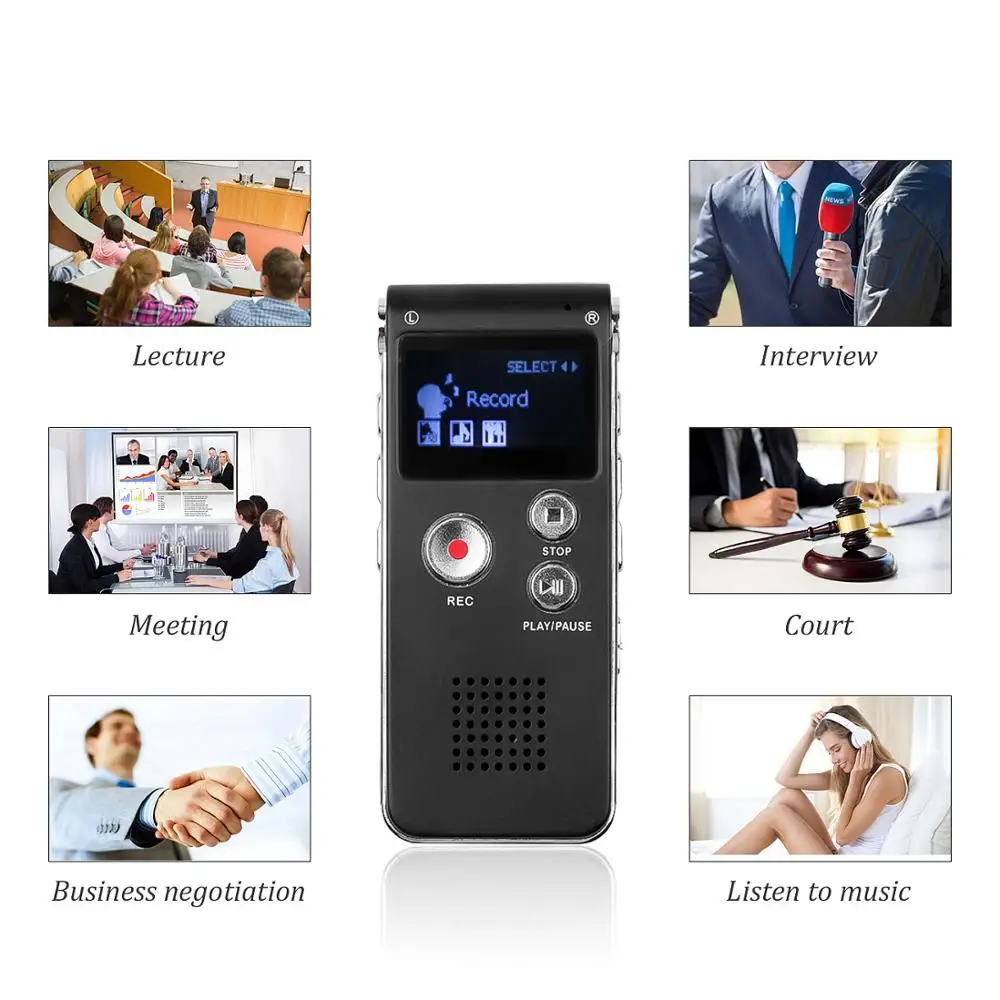 Цифровой диктофон kebidumei Профессиональный портативный мини-диктофон с MP3-плеером 8