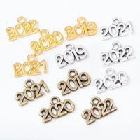 100pcsset new year 2021 charms antique bronzegoldsilver color pendants diy supplies jewelry making year 2021 digital charm k4