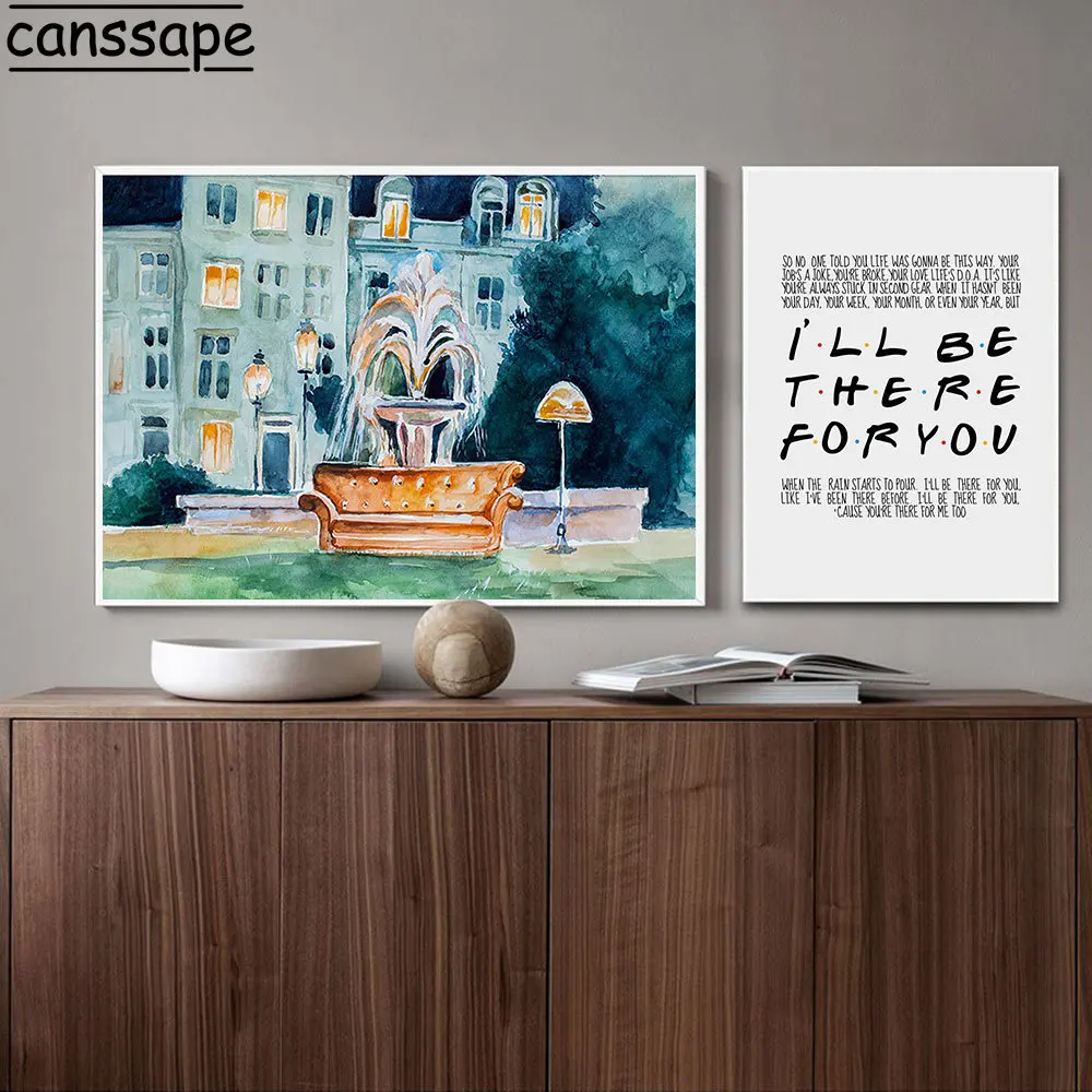 Постер фонтана я буду там для вас друзья постер ТВ-шоу рисование друзей холст