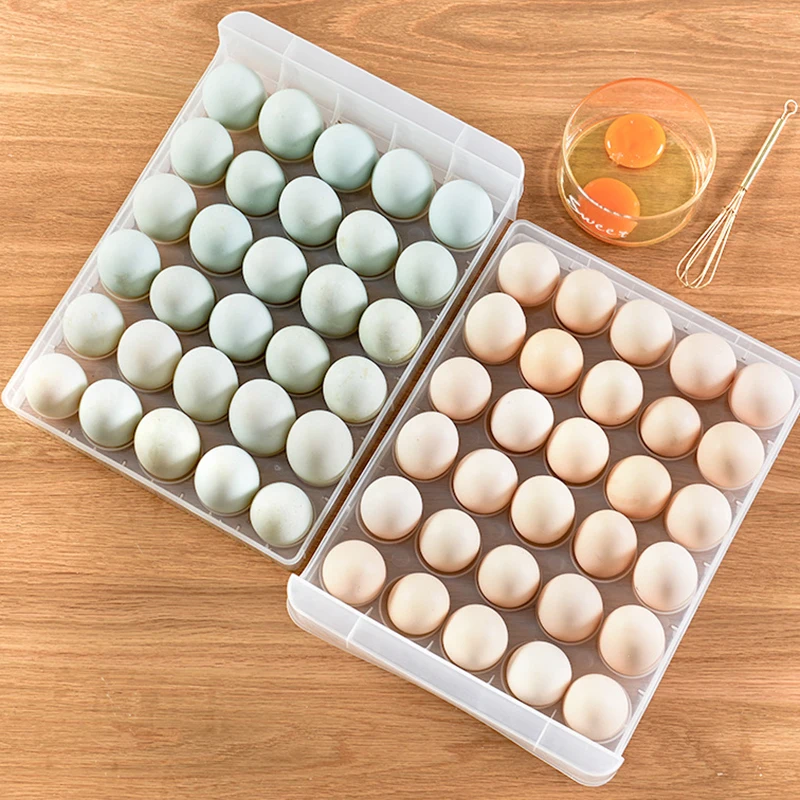 

New 1Set Double Drawer Egg Box Drawer Type Refrigerator Storage Box Plastic Transparent Dumpling Box Double Household Egg Tray