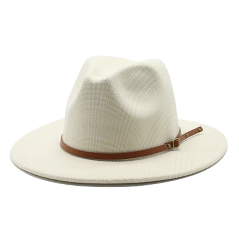 

wool hats women men plaid wide brim belt band fedora wool hats winter autumn luxury brand british felted winter women hats wool