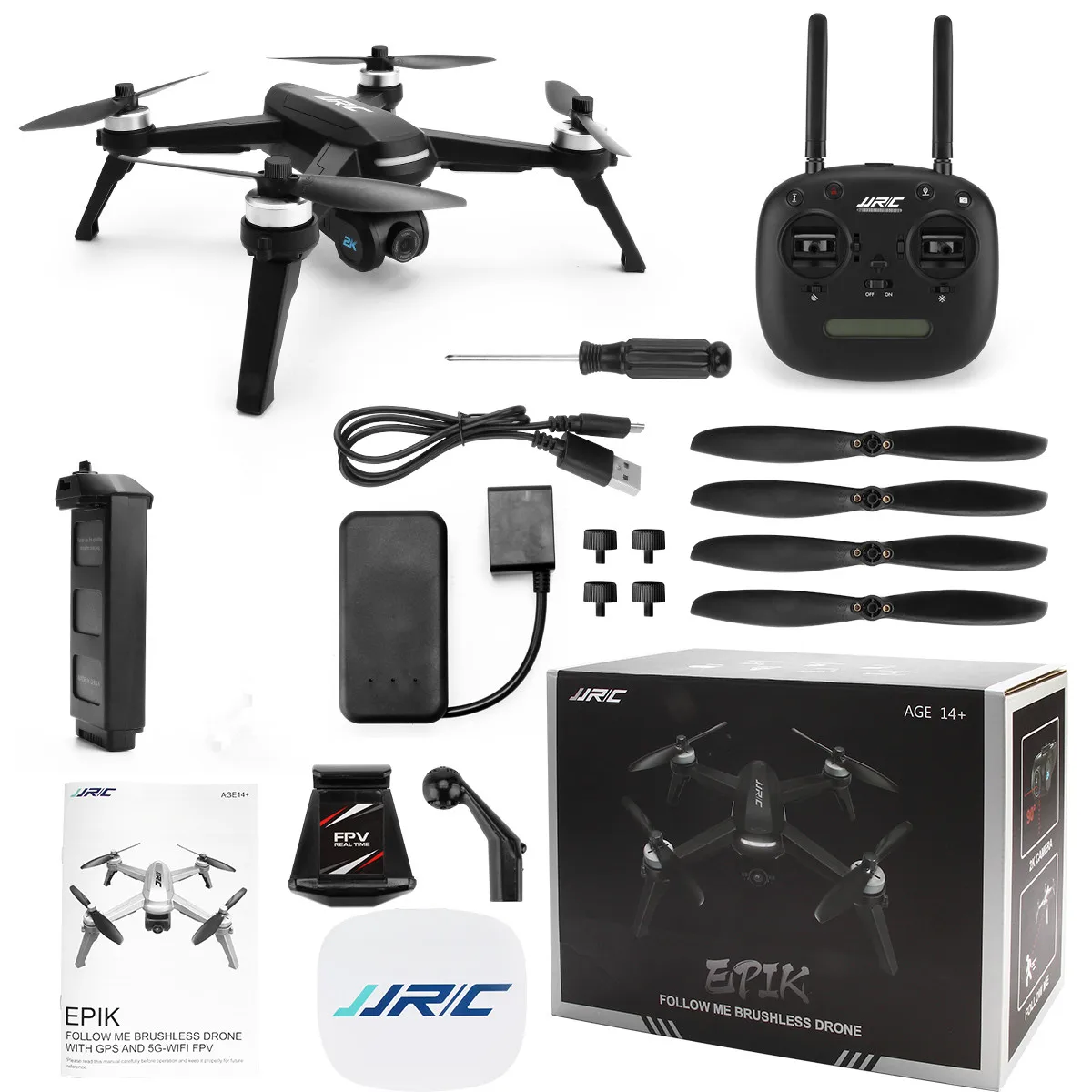 

Бесщеточный Дрон с видеокамерой 2K FHD, JJRC JJPRO X5 5G WiFi FPV GPS Дрон для взрослых, 30 км/ч 20 минут полета Квадрокоптер