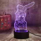 Ночсветильник 3D в виде кролика, девочки, сенпай, сакуражима, Mai, иллюзия, светодиодный ночсветильник, аниме кавайный, многоцветный, меняющий цвет, лампа для рождественских игрушек