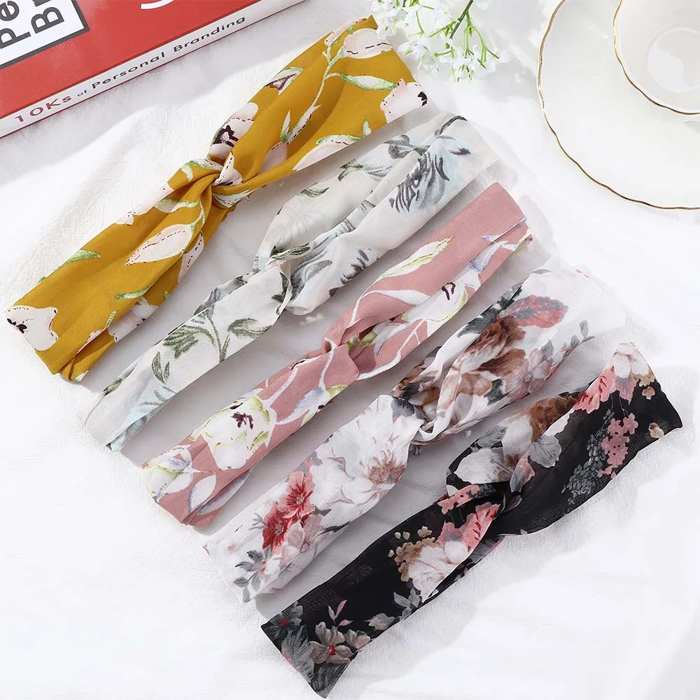 Повязка на голову с цветочным принтом 1 шт. |