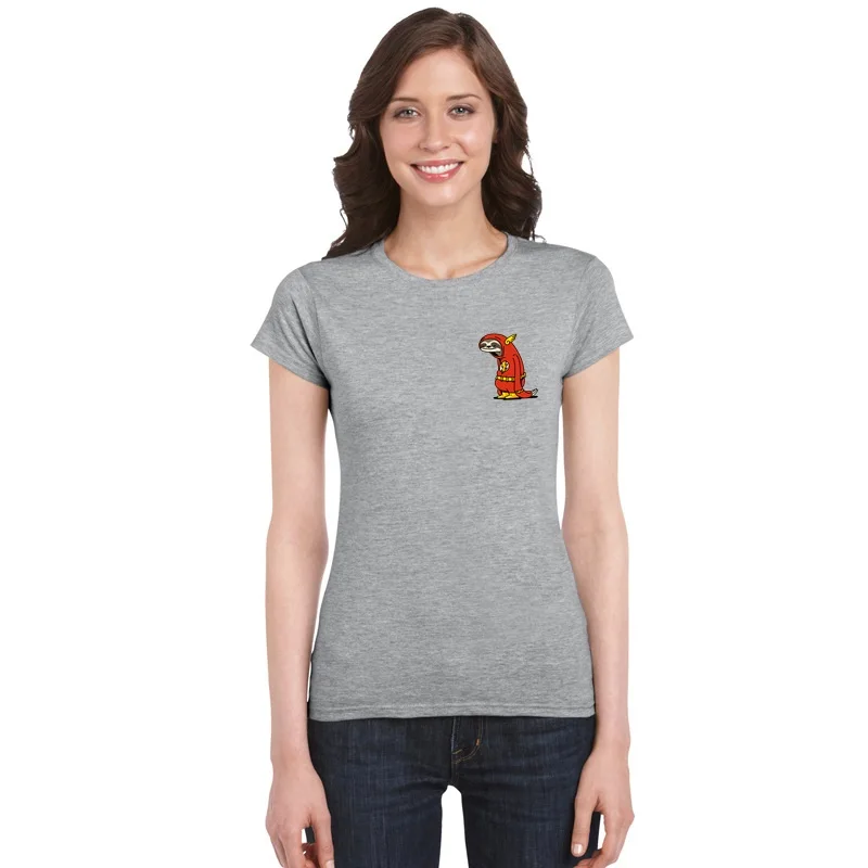 Женская футболка в стиле Харадзюку комиксная красная Ленивец с супергероем флэш