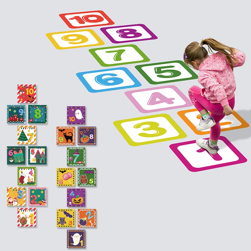 10 мультяшных напольных наклеек для детей цифровая сетка настенное украшение