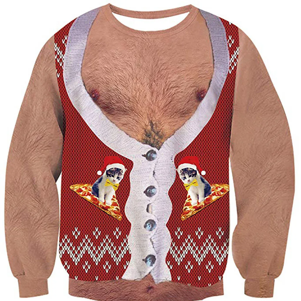 Рождественский свитер с принтом Санта Клауса свободный для мужчин и женщин