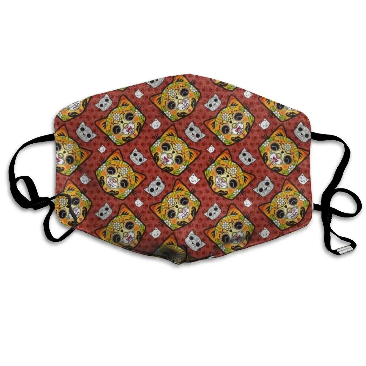 

Mouth Mask, Vintage Calavera Day of The Dead Cat Anti Dust Face Mask Cover Mouth for Adults and Teens