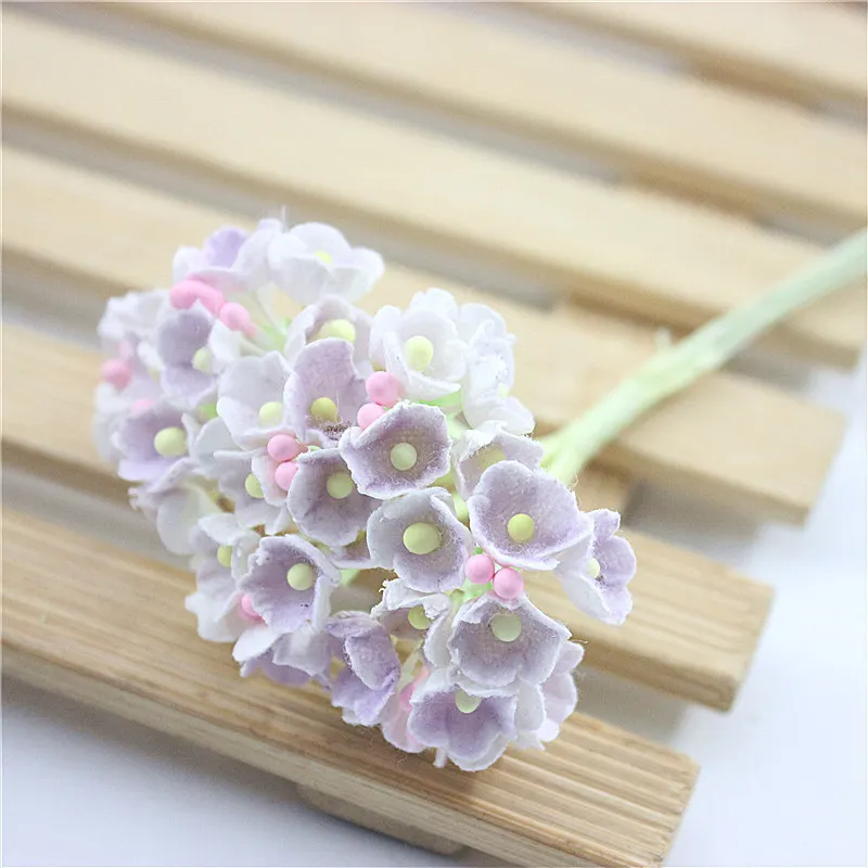 8 bunch / 40 small flowers 1cm mini paper flower rose artificial flocking new fabric lucky | Дом и сад