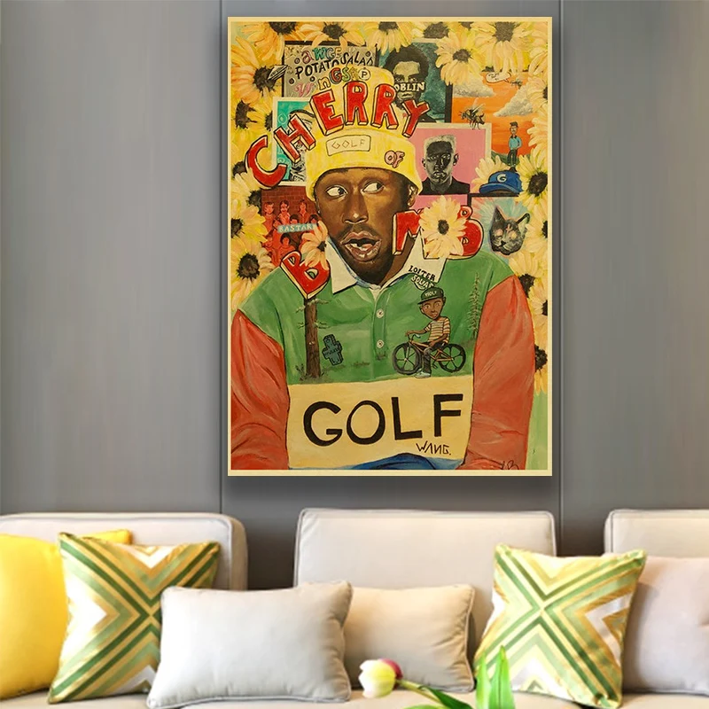 

Tyler The Creator Flower Boy Band Music Cover Hip Hop Rapper Retro Poster Art Painting for Home/ Room/Bar Decor Wall Stickers