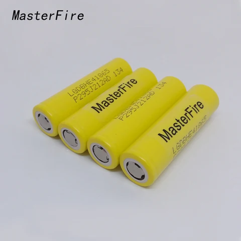 MasterFire 100% оригинальный LGDBHE41865 2500 мАч HE4 литиевая батарея 18650 3,7 в power электронные батареи cell 20A разряд