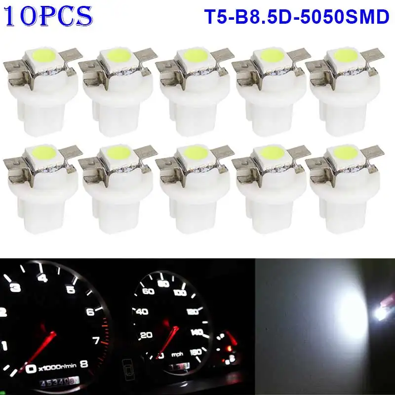 10 шт. T5 B8.5D 5050smd Светодиодная лампа SMD Автомобильный датчик Скорость Dash лампы