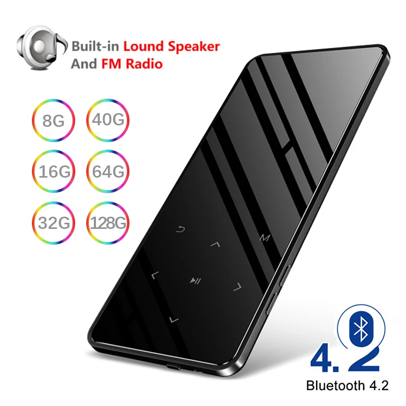 Bluetooth MP3 Player Speaker Hifi Metal Portable Walkman with Fm Radio Recording Built-in Touch Key 2.4 Inch Tft Screen | Электроника