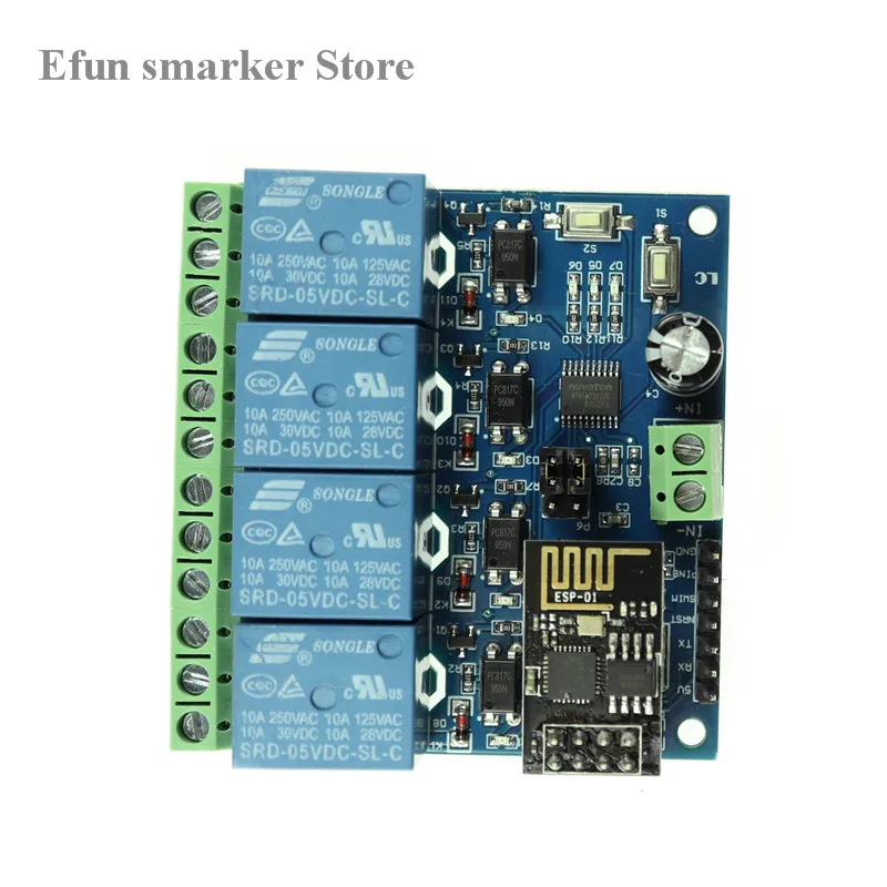 Реле Wi Fi ESP8266 5 В дистанционный четырехканальный переключатель с мобильным