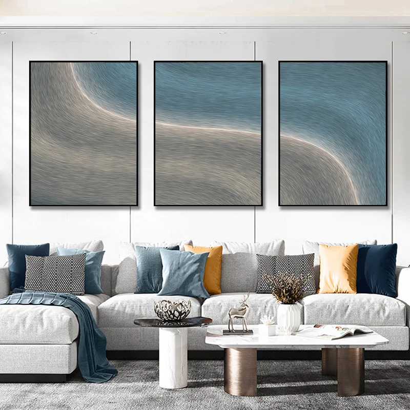

Abstract Line Light and Shadow Wall Art Poster Prints Bule Glare Canvas Painting for Modern Living Room Home Decoration Pictures