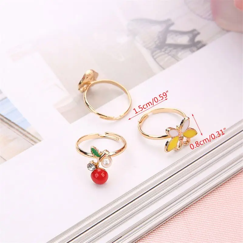 

36 pcs Alloy Cartoon Rings With Bow tie box Colorful Lovely Adjustable Jewelry Gifts Party Favors Toys for Children Kids