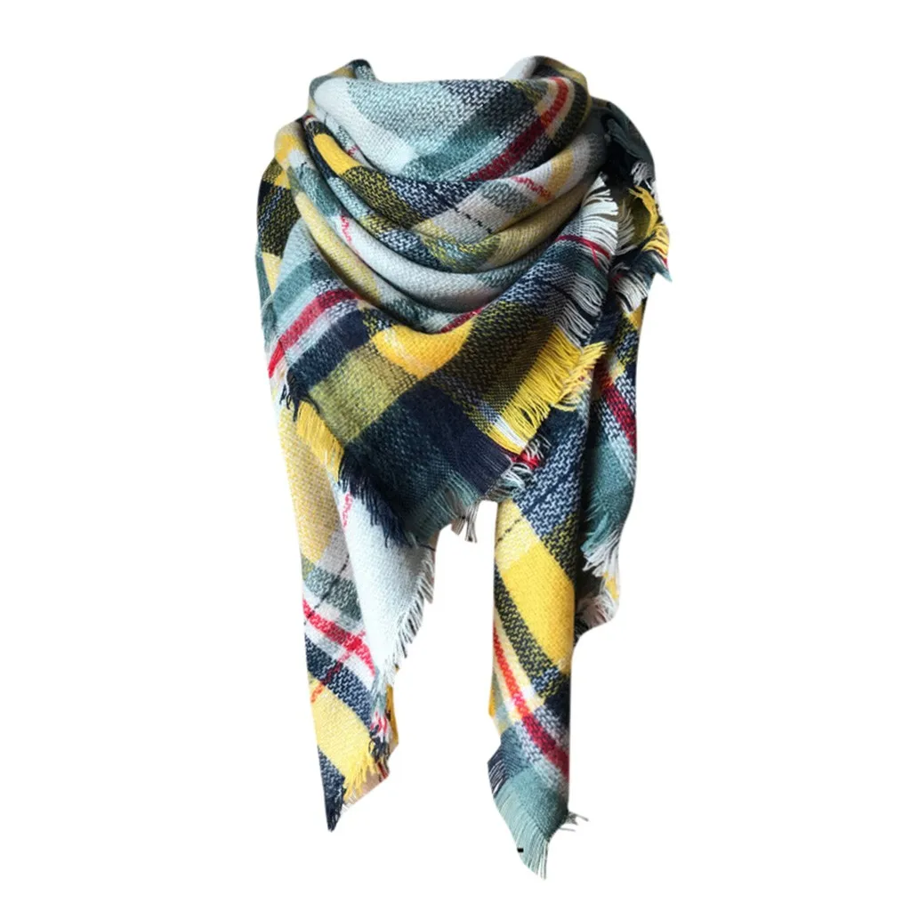 

Autumn and winter ladies fashion warm cashmere double-sided colorful plaid square scarf long scarf scarf air F04*