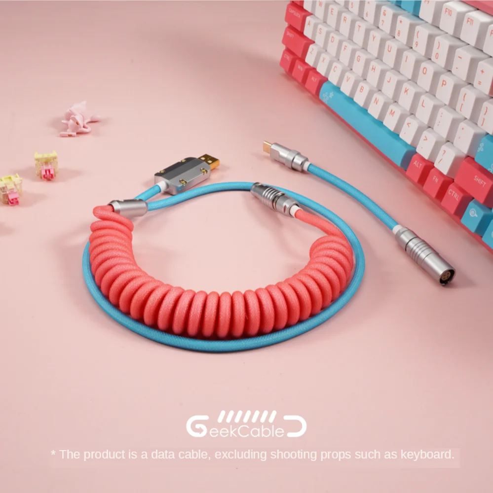 GeekCable Handmade Mechanical Keyboard Cable Theme Cable for IQUNIX F96 Colorful Summer Peach Milkshake Colorway Line