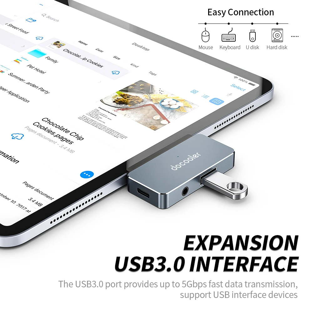 Адаптер docooler USB Type-C Hub со стандартной зарядкой 3 0 и 5 мм разъем для Наушников
