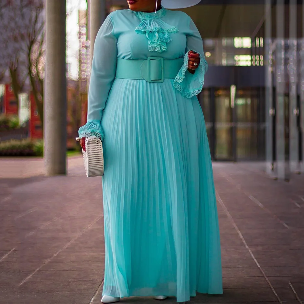 Вечерние длинные платья размера плюс весеннее Плиссированное элегантное платье