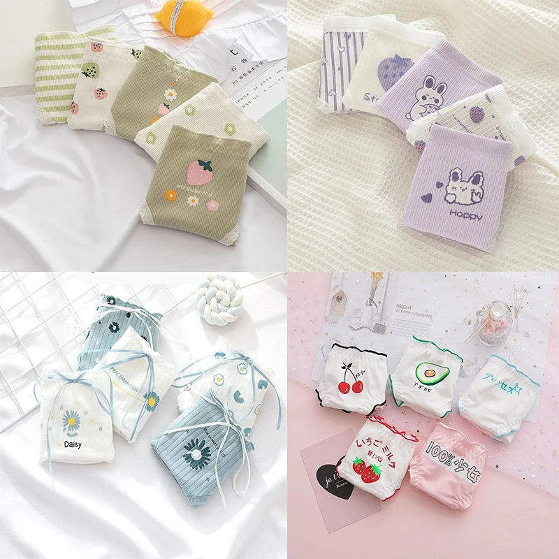 

5 Pieces/set of Cotton Underwear Cute Fruit Ladies Cotton Seamless Underwear Underwear Sexy Underwear Comfortable Panties