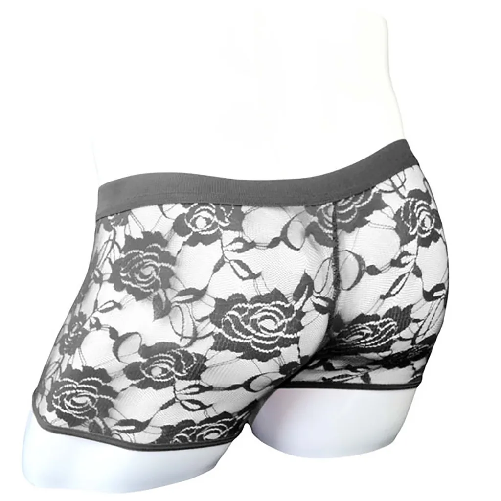 

Men's Sexy Boxers Lingerie Underwear Lace Breathable Boxershorts Hollow Out Panties Briefs boxer homme sexy transparent
