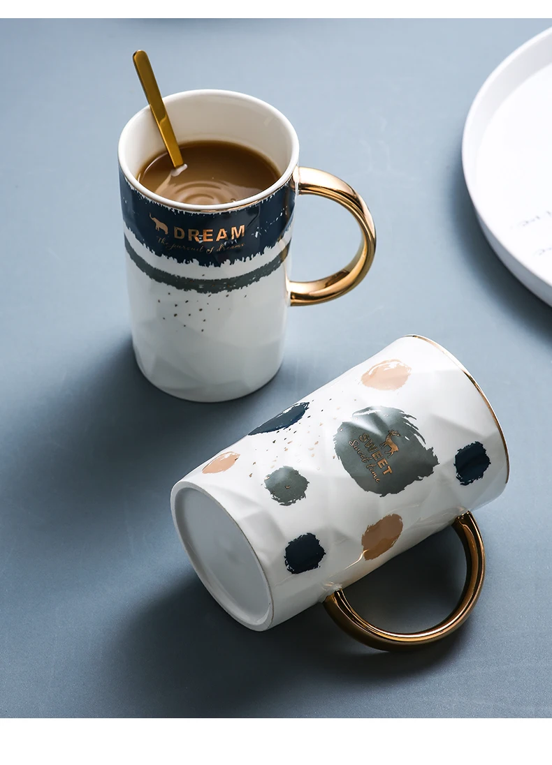Персонализированная креативная кофейная кружка в скандинавском стиле с крышкой