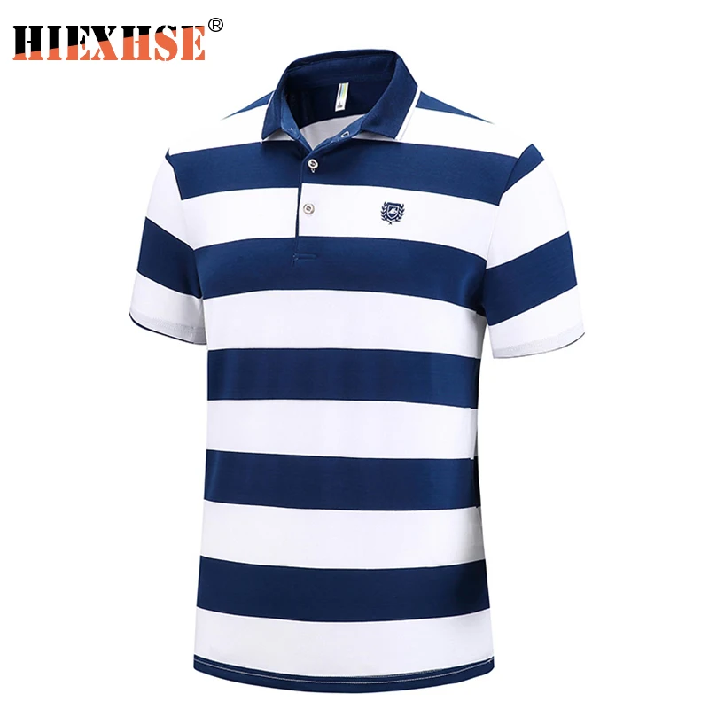 

Polo Shirts Men Casual Brand Striped Casual High Quantity Cotton Polo Men Slim Fit Embroidery Shield Short Sleeve Men's Polo Tee