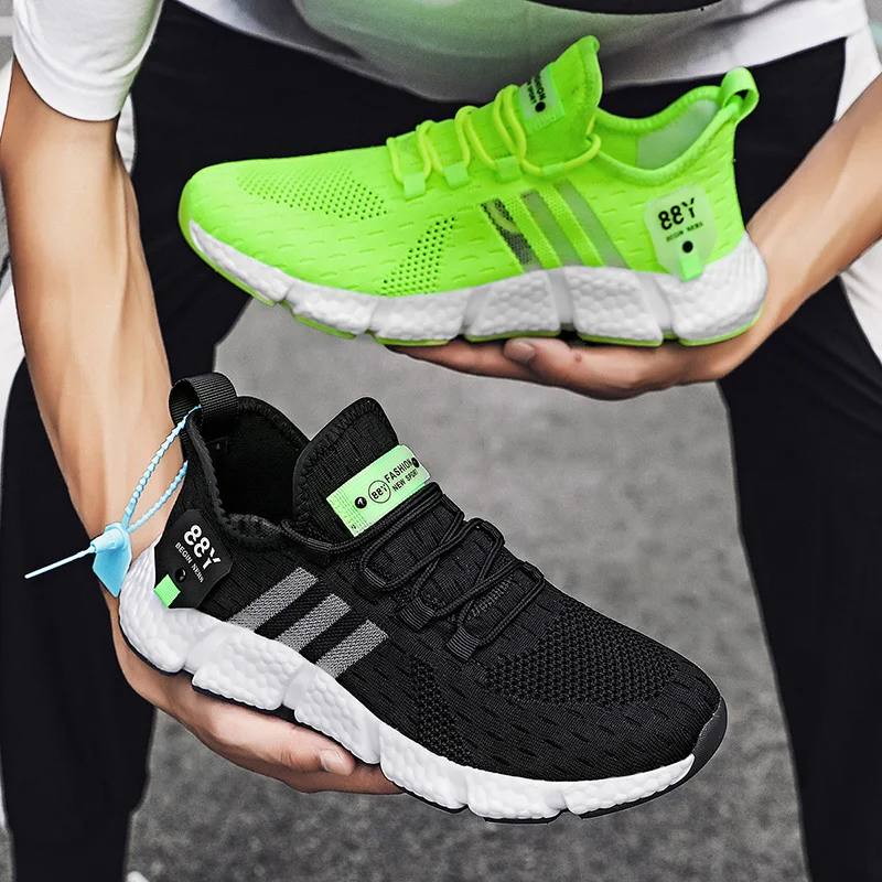 

Мужские кроссовки 2021, дышащая сетчатая повседневная обувь большого размера с подкладкой из попкорна, уличные кроссовки для фитнеса и бега