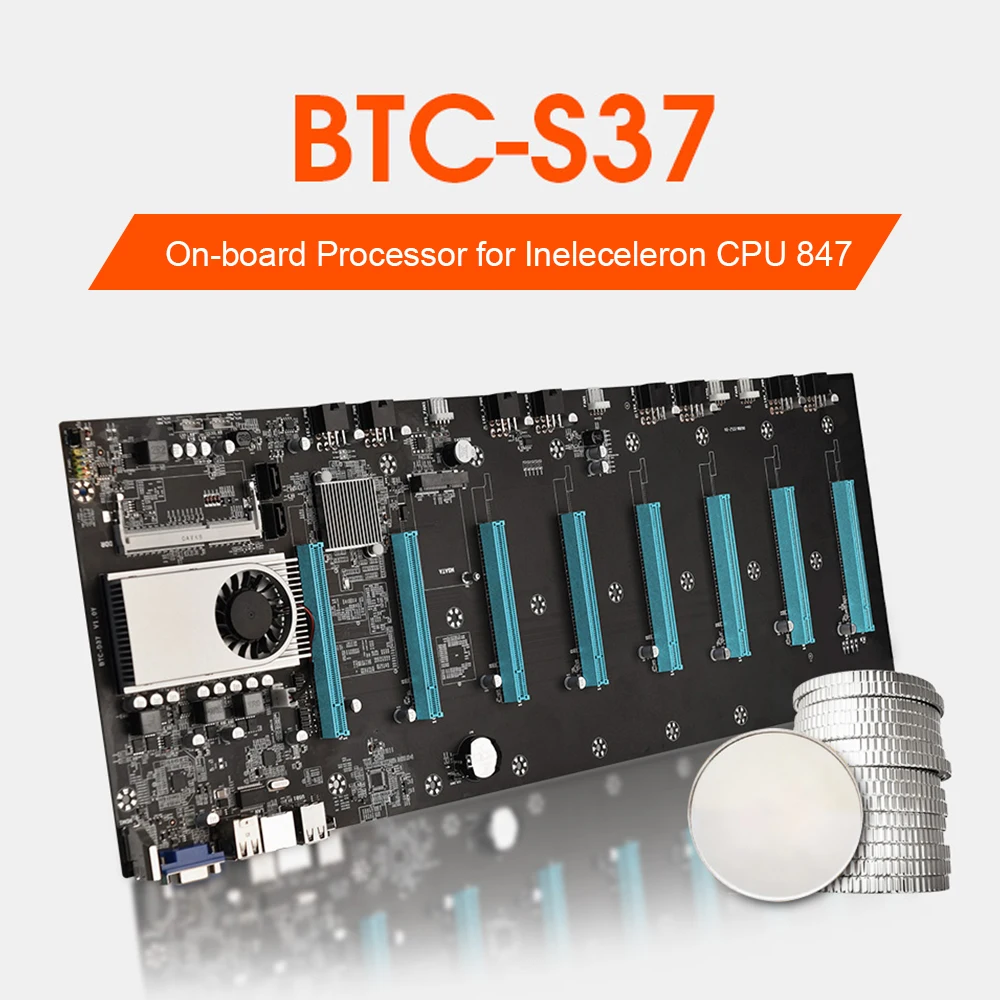 

BTC-S37 T37 D37 3 Types Mining Motherboard CPU Set 8 Miner Video Card Slot Memory Adapter Integrated VGA Interface Low Power