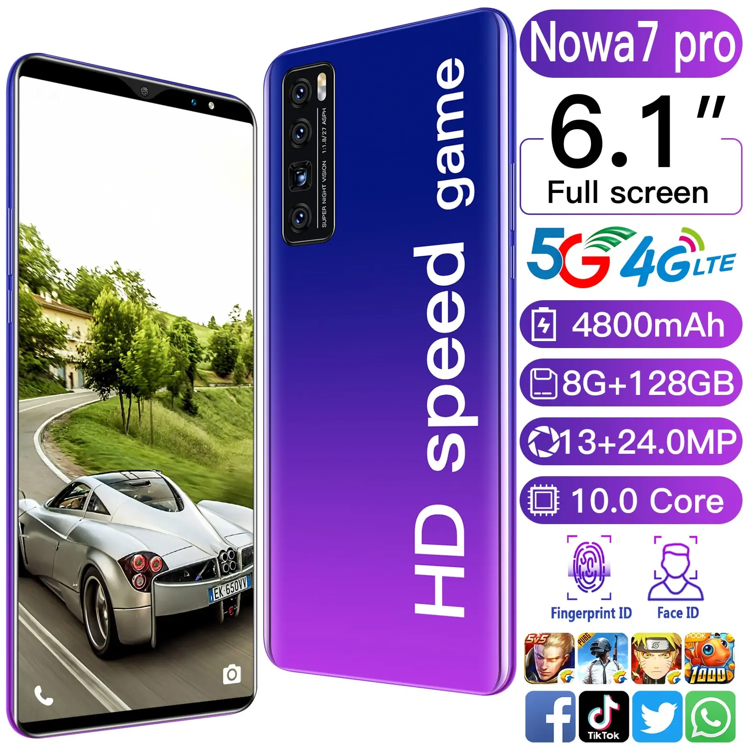 

Nowa7 Pro 6.1 Inch Cheap Andriod Phone 4800mah Dual Sim Fingerprint Unlock 8+128gb Andriod Smart Phone Mtk6889