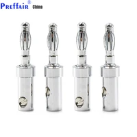 4pcs hi end rhodium plated spring banana plug for diy speaker cable without logo