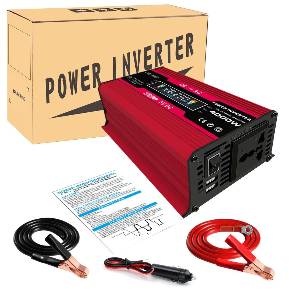 

Inverter 300w Converter DC 12V To AC Intelligent Color Display Dual Usb 4.2A Quick Charge Automobile Parts
