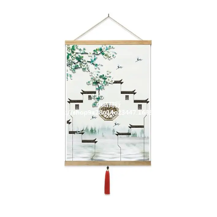 

Flannel Scenic Spot Ink Painting Tourism Chinese Anhui-style Mural Exhibition Hall Architectural Decoration Painting Style